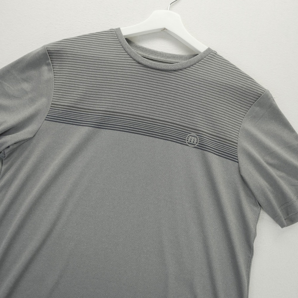 Travis Mathew Mens Grey Striped Performance Mesh Short Sleeve T-Shirt Size M